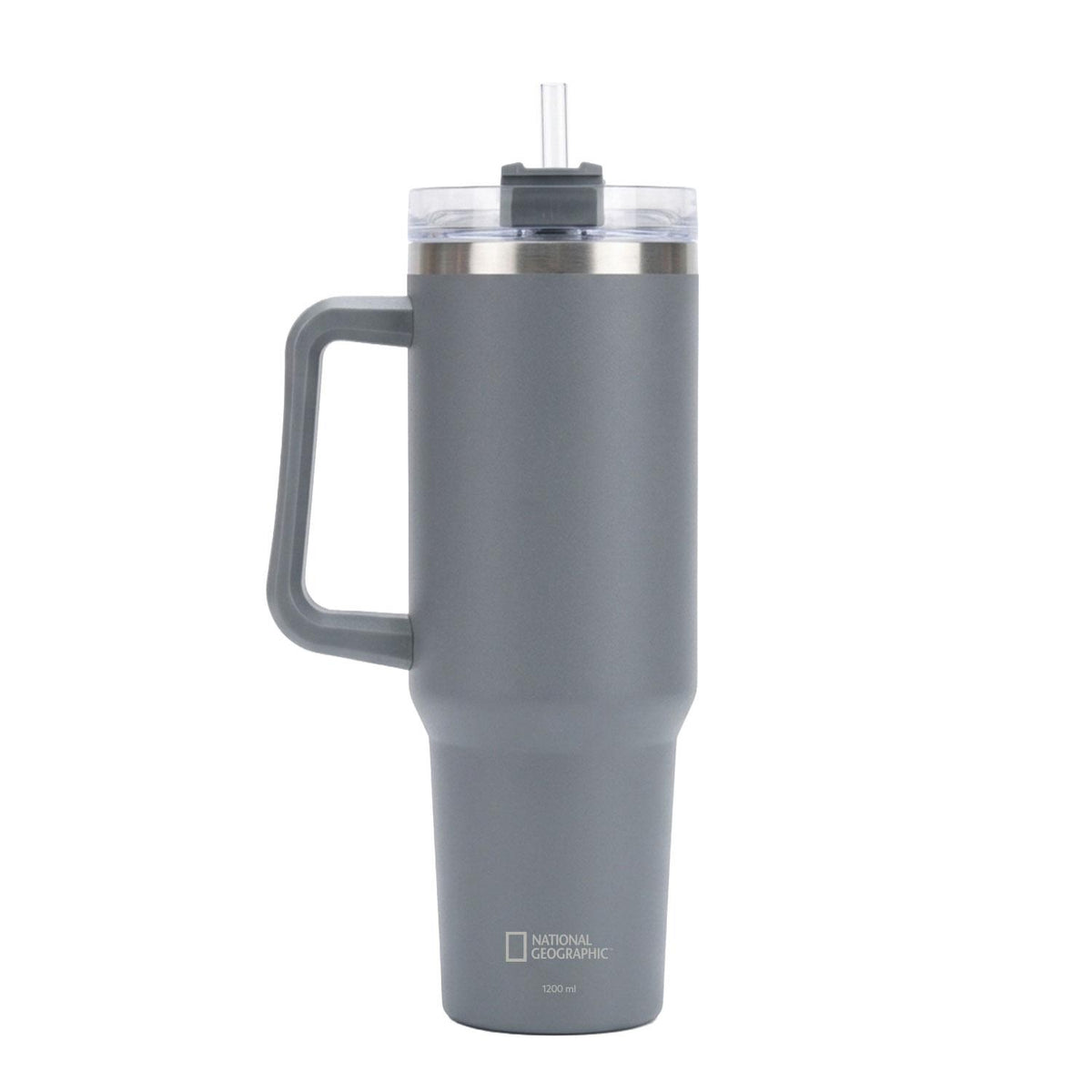 Tumbler Vaso Termico Frio y Calor Termo Mug Inoxidable con mango y bombilla Gris 1200ML