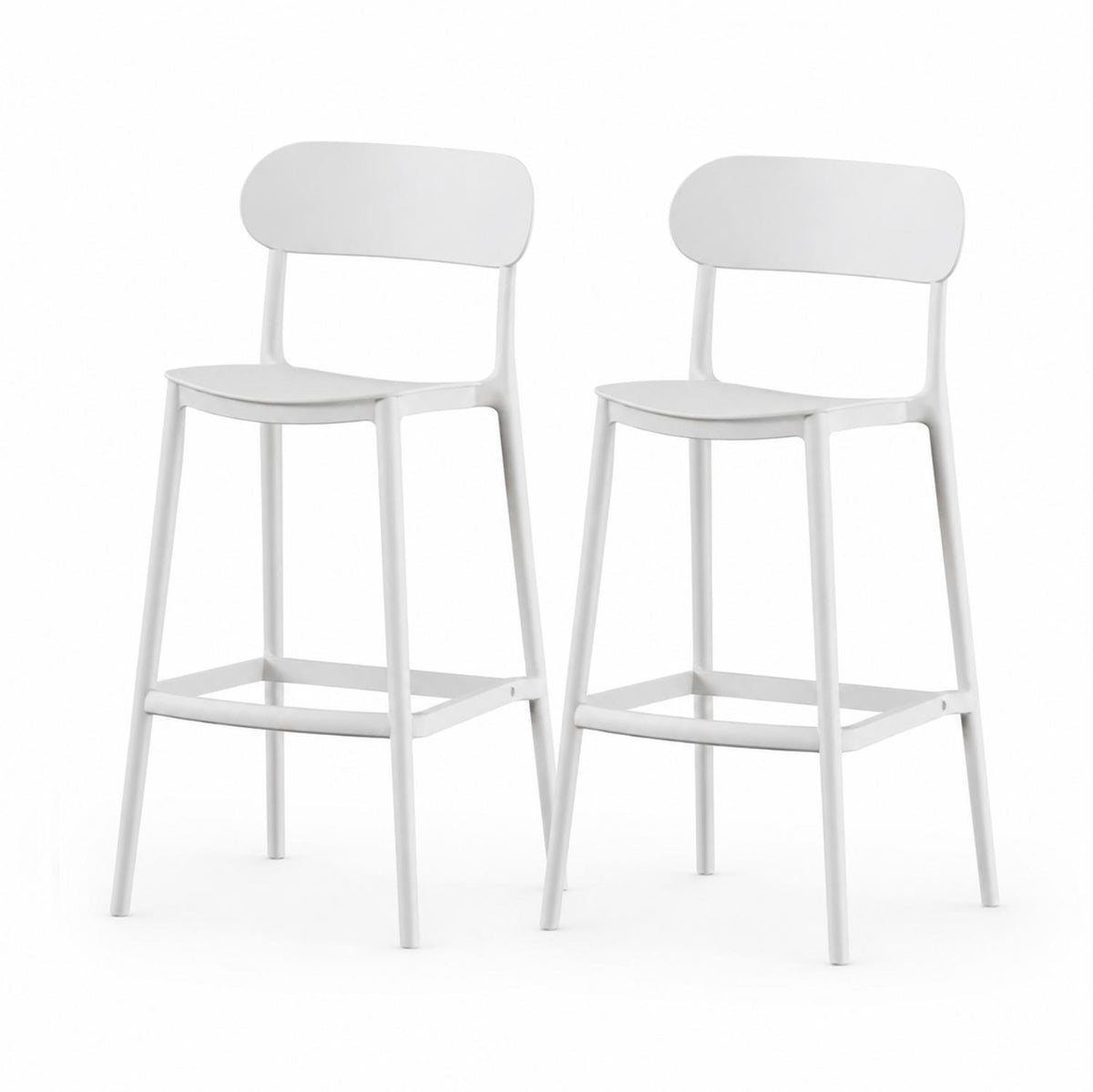 SET 2 Pisos Taburete Silla alta bar cocina Nils 75cm Blanca