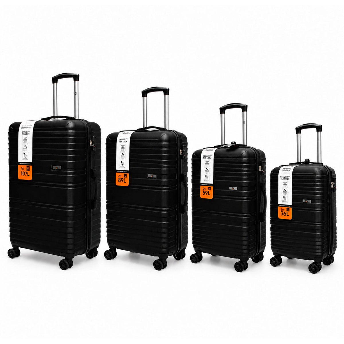 Set Maletas Northpak Resistente Ultraliviana S-M-L-XL Negro