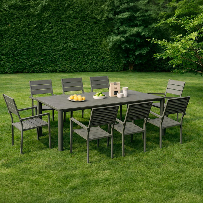 Juego Comedor Terraza 8 Personas Mesa 220x111cm Gris Northwest