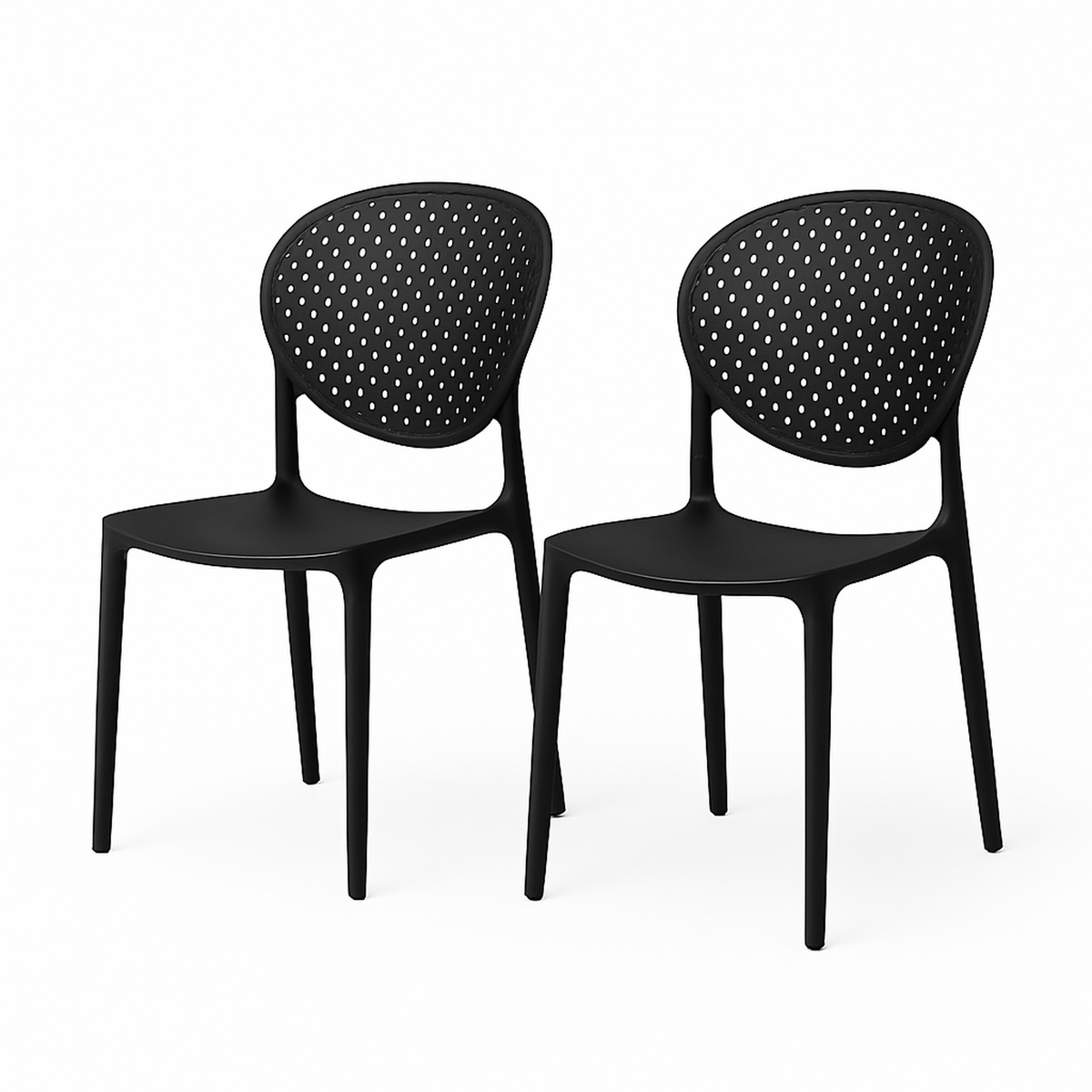 SET 2 Sillas Plástico Apilable Deco Hamburg Negra Escandinavia