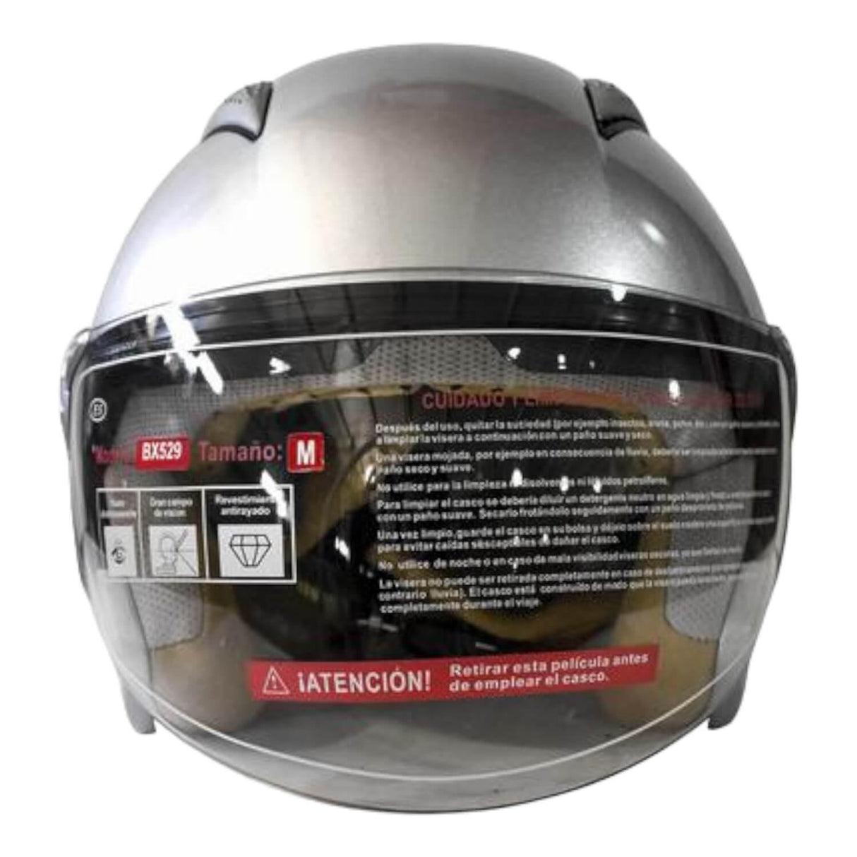 Casco Full Face Bx529 Talla M Silver Certificado ECE