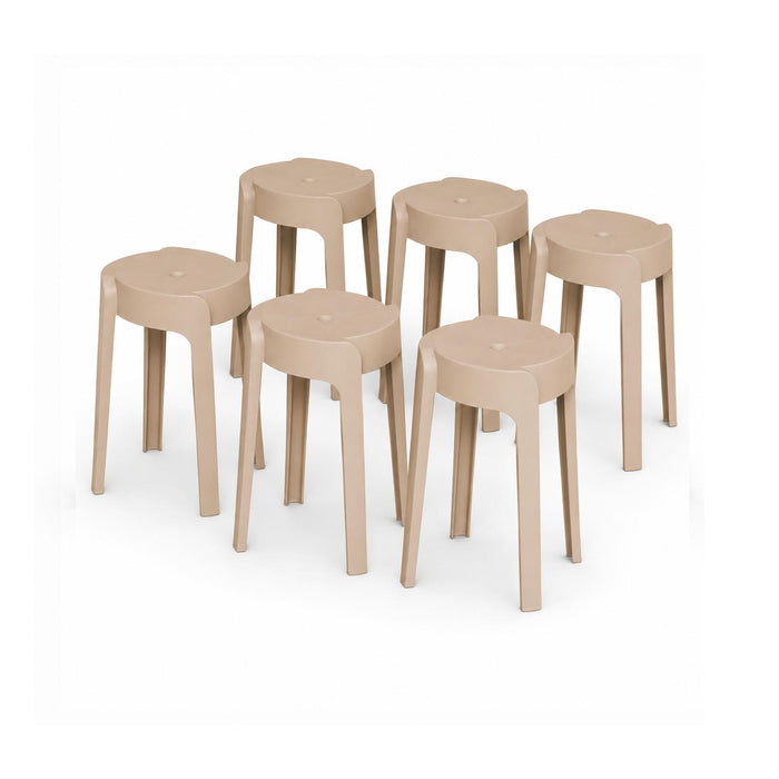 SET 6 Pisos Banco Apilable Deco Valencia Beige Escandinavia 45 cm