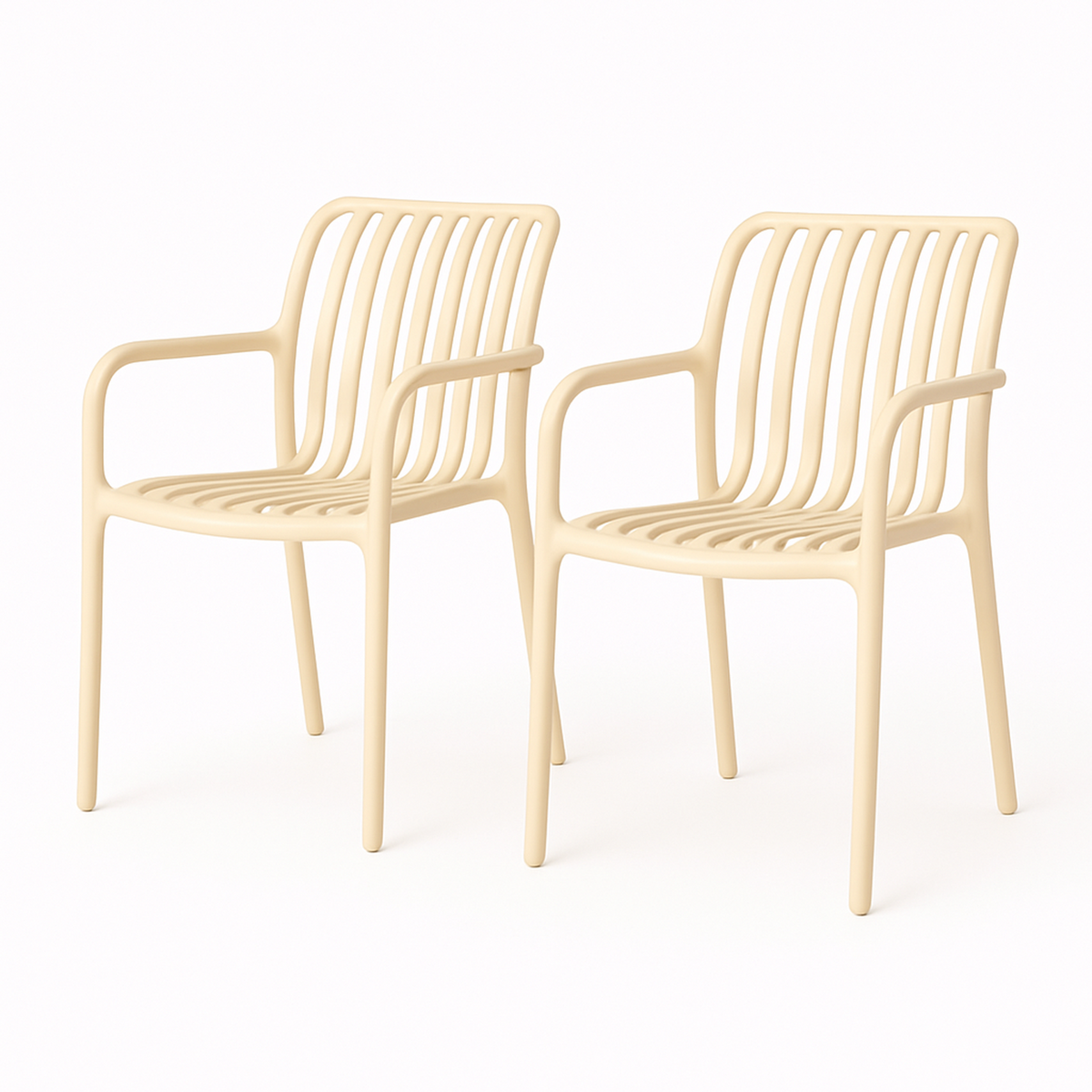 SET 2 Sillas Plástico Apilable Deco Bonn Beige Escandinavia
