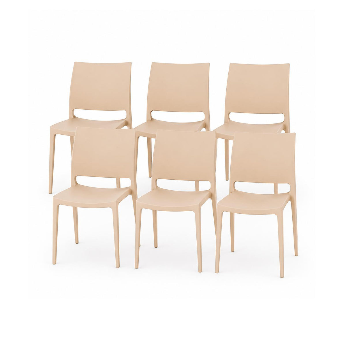 SET 6 Sillas Plástico Apilable Deco Dresden Beige Escandinavia