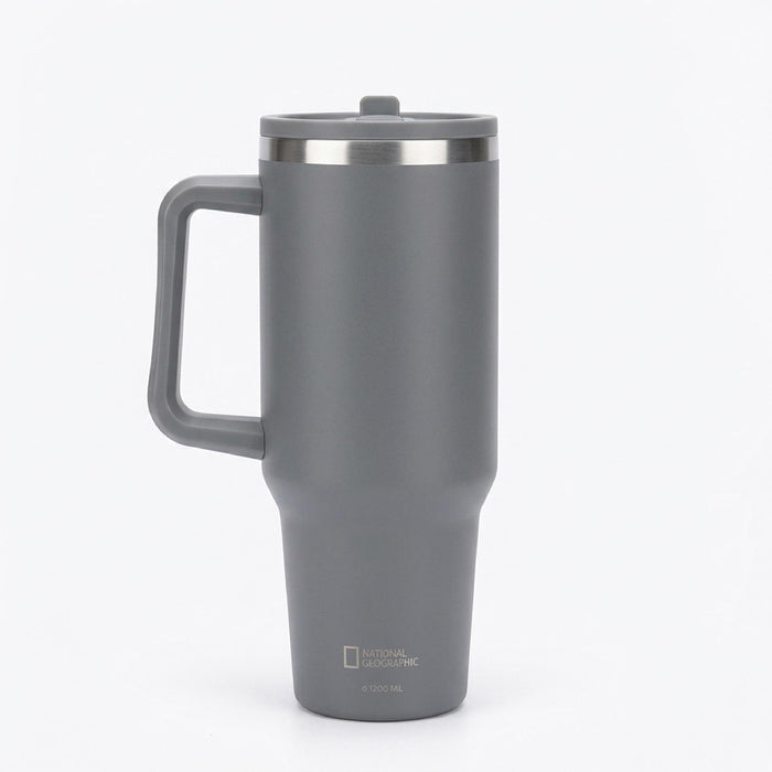 Tumbler Vaso Termico Frio y Calor Termo Mug Inoxidable con mango y bombilla Gris 1200ML