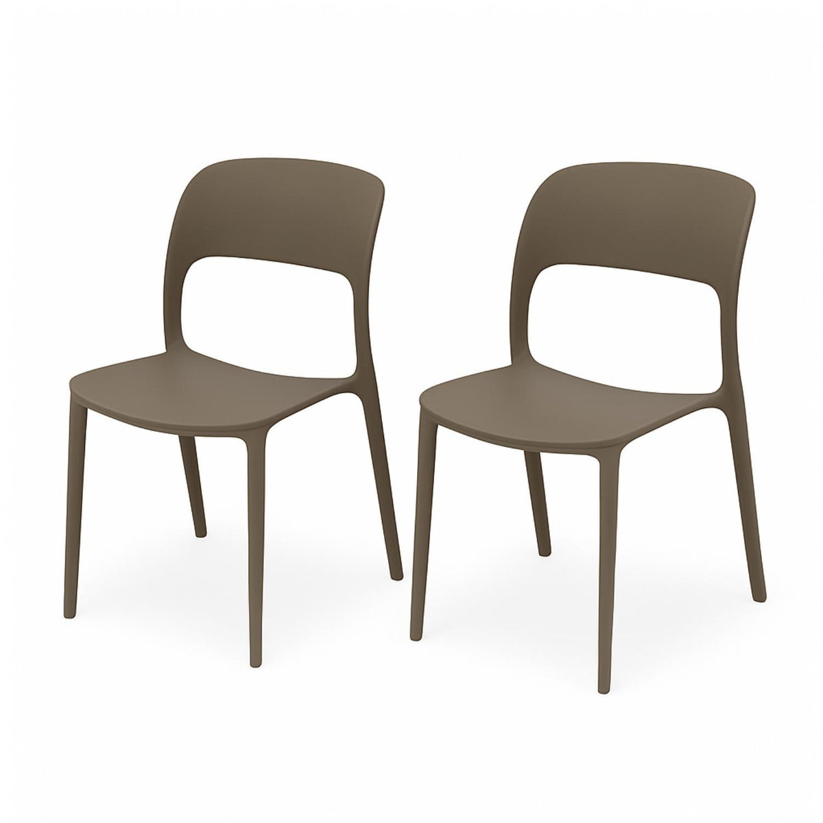 SET 2 Sillas Plástico Apilable Deco Nuremberg Gris 57x41x82,5cm