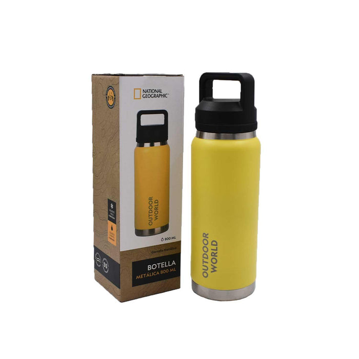 Botella Metálica Térmica Doble Boca Ajustable Angosta y Ancha 800ml Amarillo