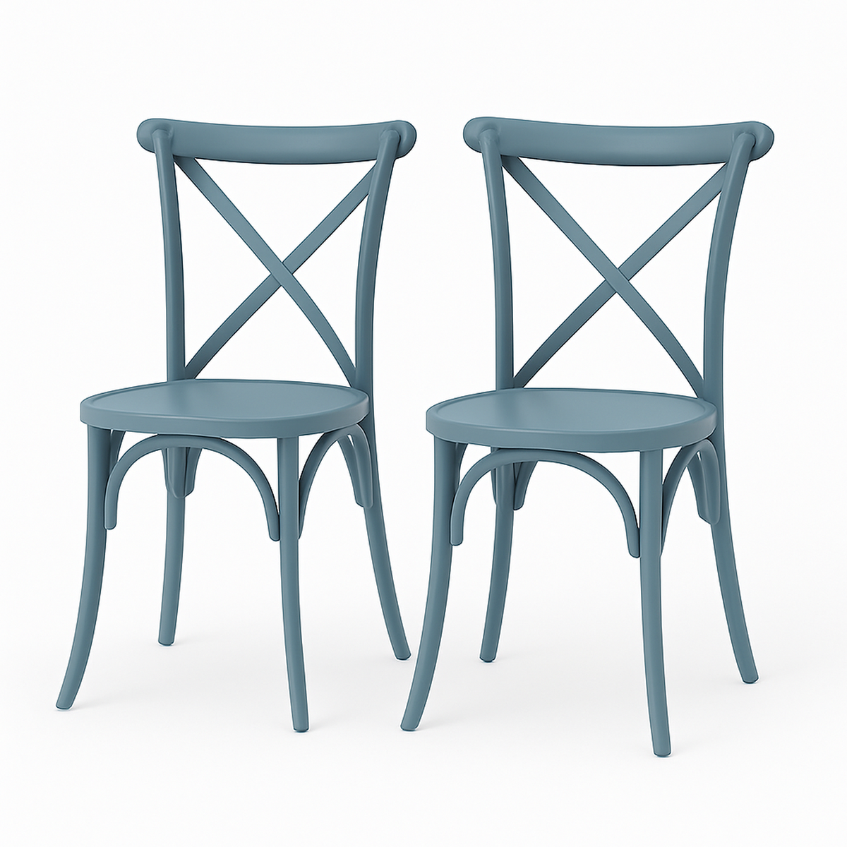 SET 2 Sillas Plástico Apilable Deco Copenhagen Azul Escandinavia