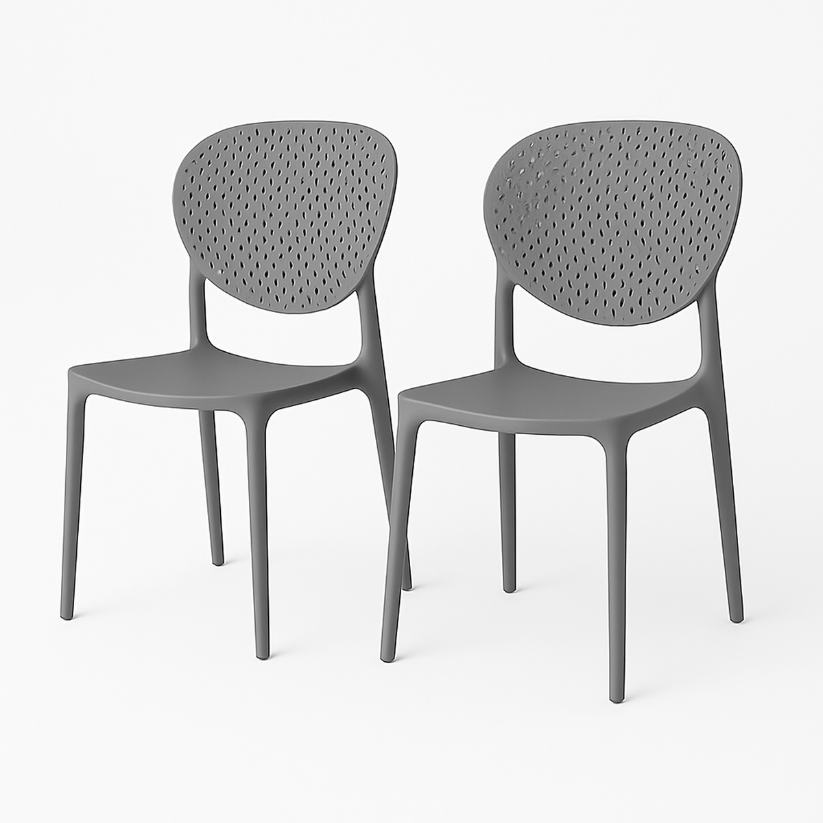 SET 2 Sillas Plástico Apilable Deco Hamburg Gris Escandinavia