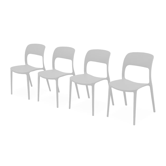 SET 4 Sillas Plástico Apilable Deco Nuremberg Blanca Escandinavia