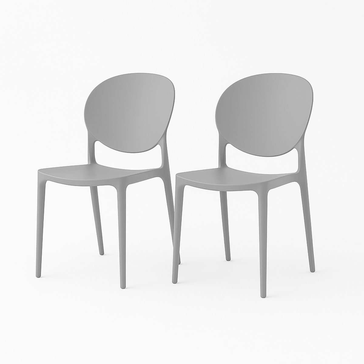 SET 2 Sillas Plástico Apilable Deco Sevilla Gris Escandinavia