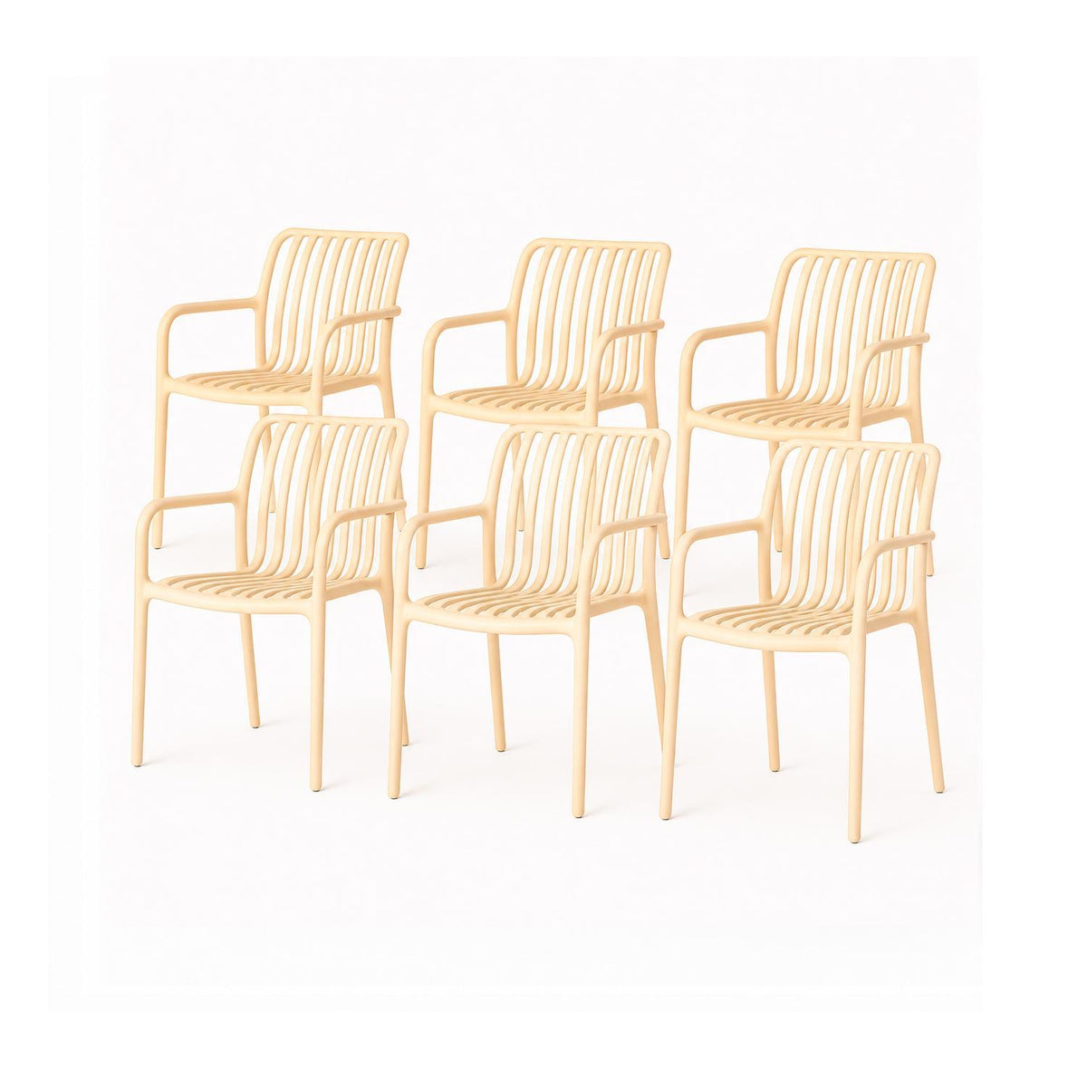 SET 6 Sillas Plástico Apilable Deco Bonn Beige Escandinavia