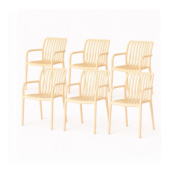 SET 6 Sillas Plástico Apilable Deco Bonn Beige Escandinavia