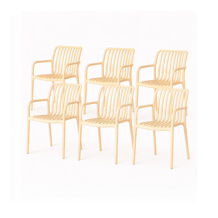 SET 6 Sillas Plástico Apilable Deco Bonn Beige Escandinavia