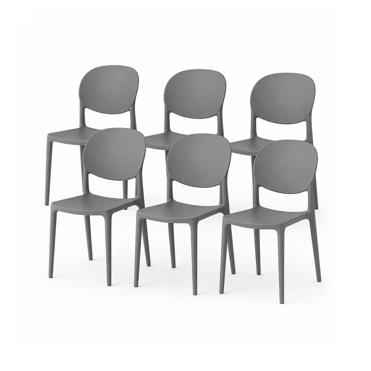 SET 6 Sillas Plástico Apilable Deco Berlín Gris Escandinavia
