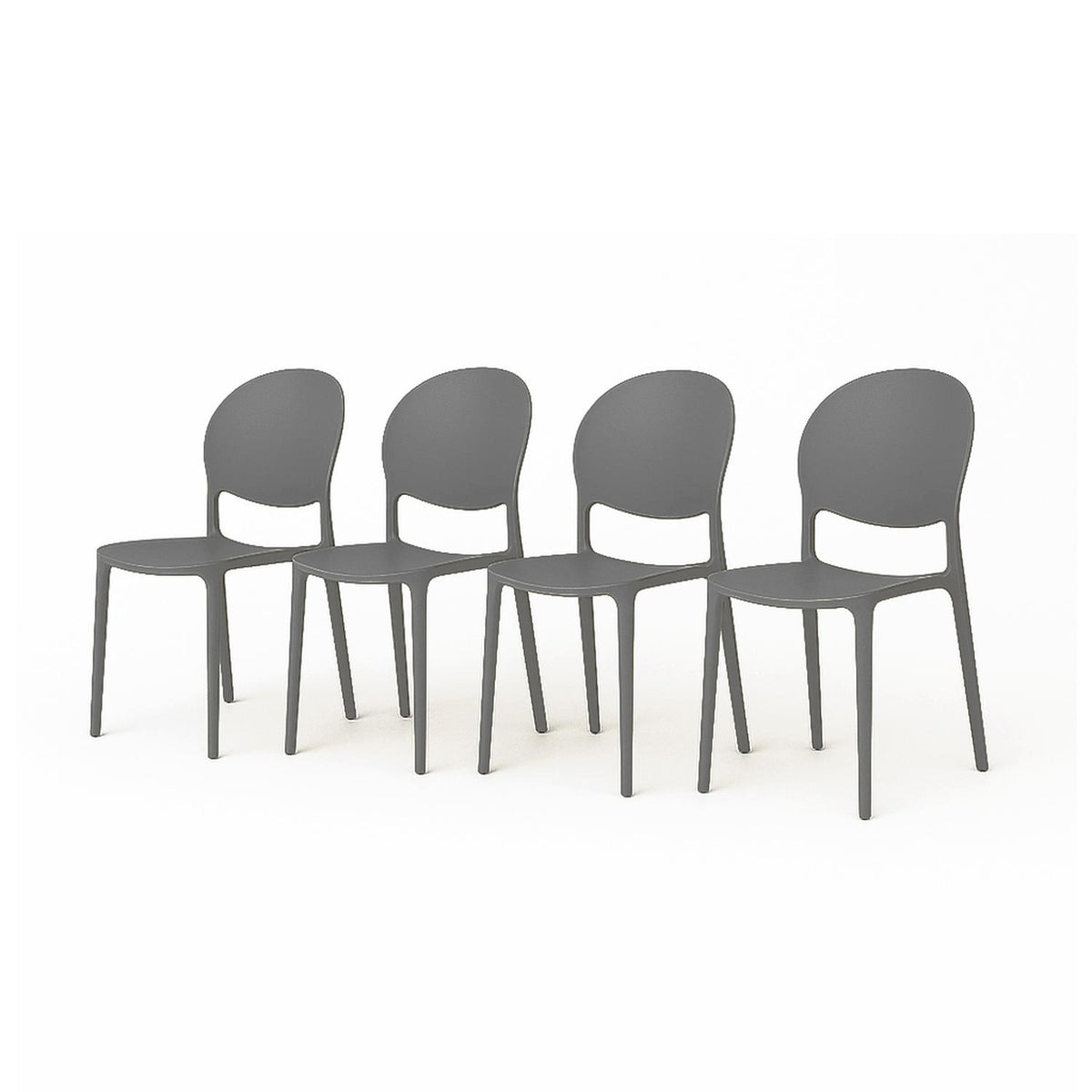 SET 4 Sillas Plástico Apilable Deco Sevilla Gris Escandinavia