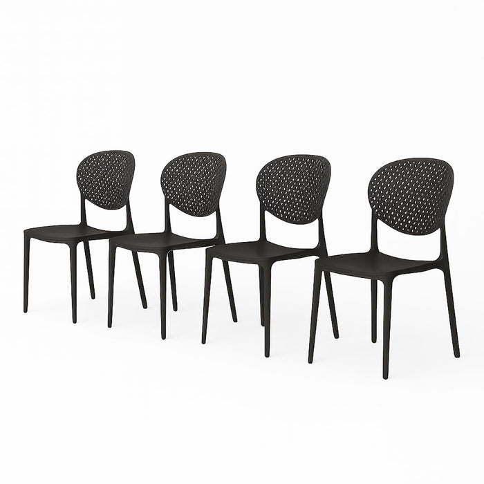 SET 4 Sillas Plástico Apilable Deco Hamburg Negra Escandinavia