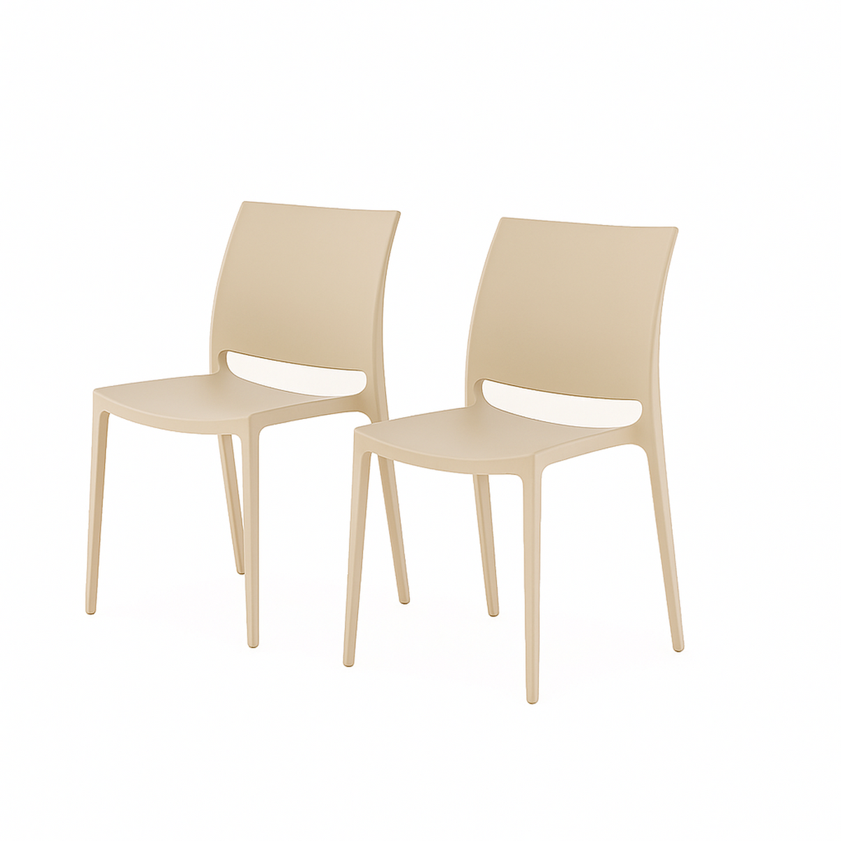 SET 2 Sillas Plástico Apilable Deco Dresden Beige 49x38x78,5cm