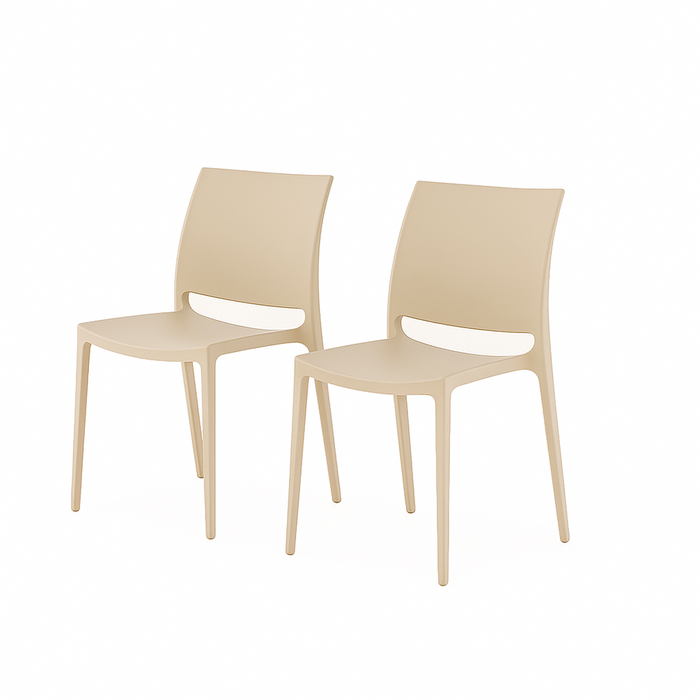 SET 2 Sillas Plástico Apilable Deco Dresden Beige 49x38x78,5cm