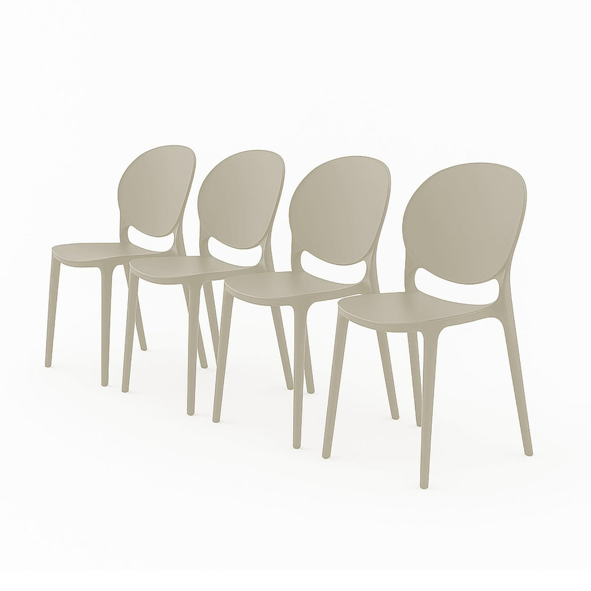 SET 4 Sillas Plástico Apilable Deco Berlín Beige Escandinavia