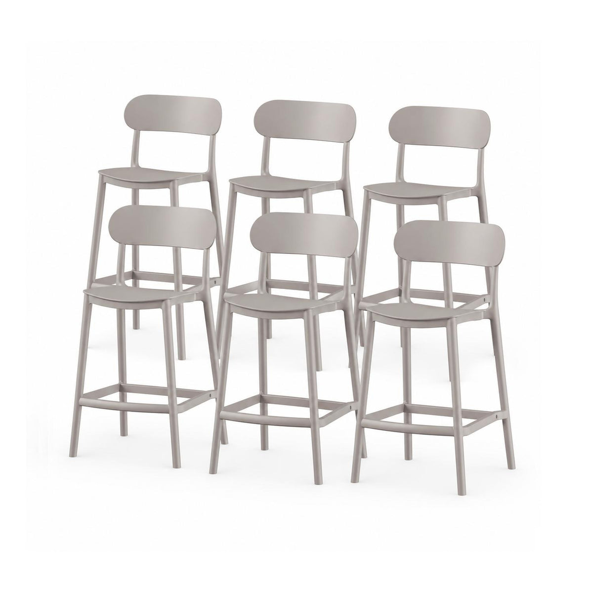 SET 6 Pisos Taburete Silla alta bar cocina Oslo 65cm Gris