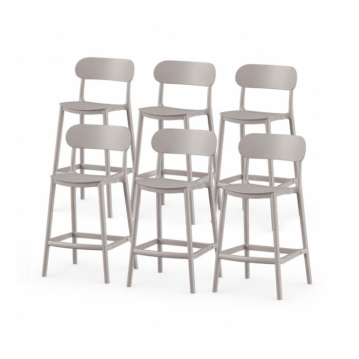 SET 6 Pisos Taburete Silla alta bar cocina Oslo 65cm Gris