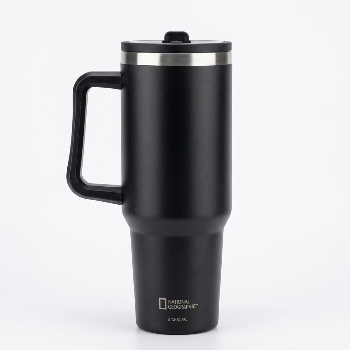 Tumbler Vaso Termico Frio y Calor Termo Mug Inoxidable con mango y bombilla Negro 1200ML