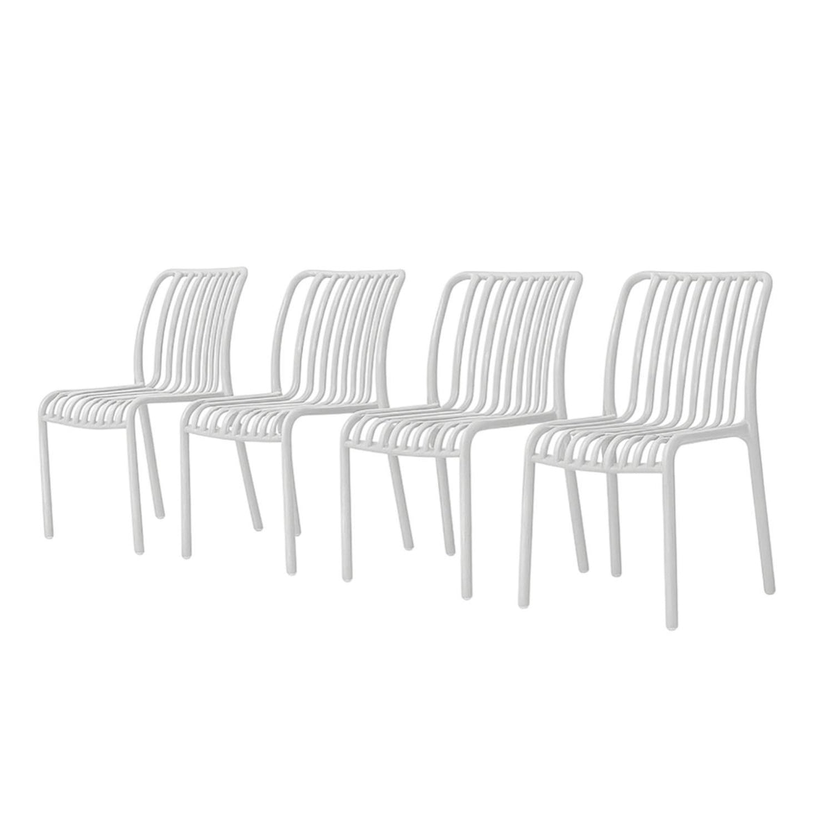SET 4 Sillas Plástico Apilable Deco Bremen Blanca Escandinavia