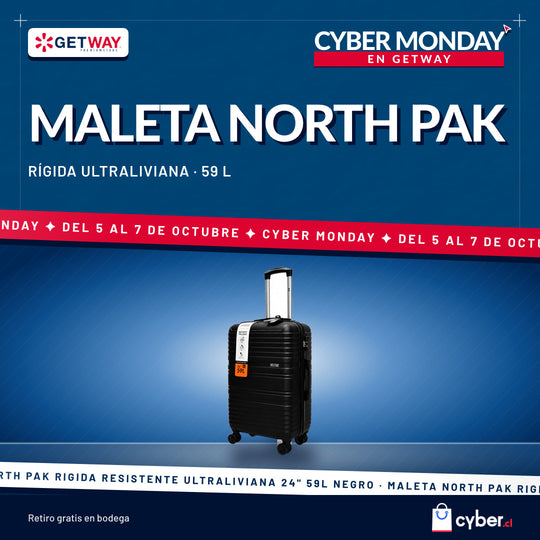 Maleta North Pak Rigida Resistente Ultraliviana 24" 59L Negro