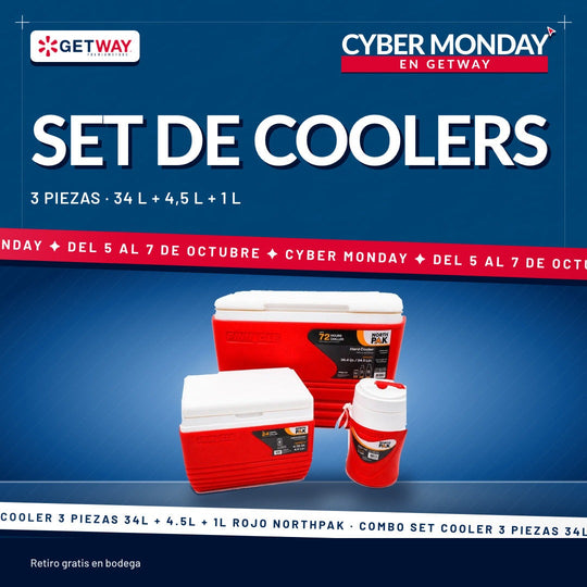 Combo Set Cooler 3 piezas 34L + 4.5L + 1L Rojo NorthPak
