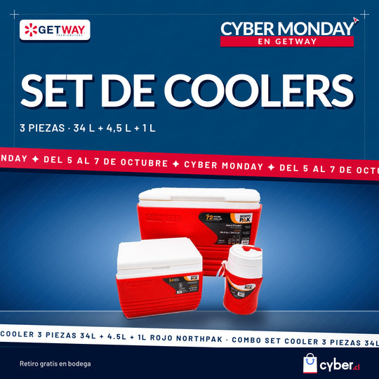 Combo Set Cooler 3 piezas 34L + 4.5L + 1L Rojo NorthPak