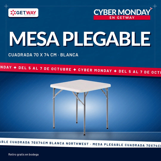 Mesa Plegable Cuadrada 70x74Cm Blanca Northwest