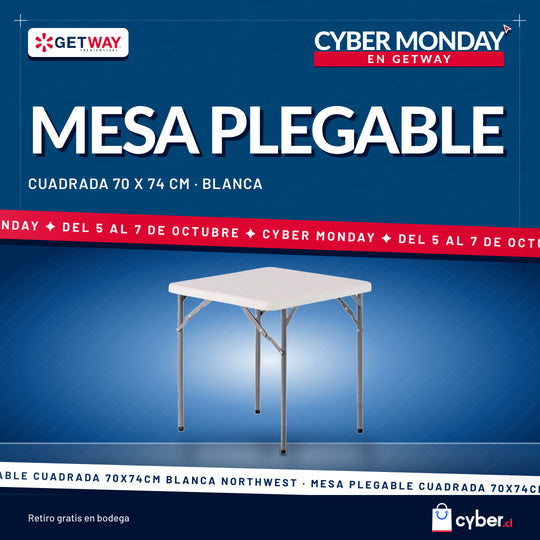 Mesa Plegable Cuadrada 70x74Cm Blanca Northwest