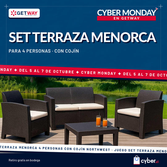 Juego Set Terraza Menorca 4 personas Con Cojín Northwest