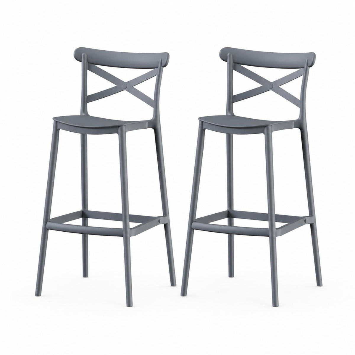 SET 2 Pisos Taburete Silla alta bar cocina Danessa 75cm Gris Oscuro