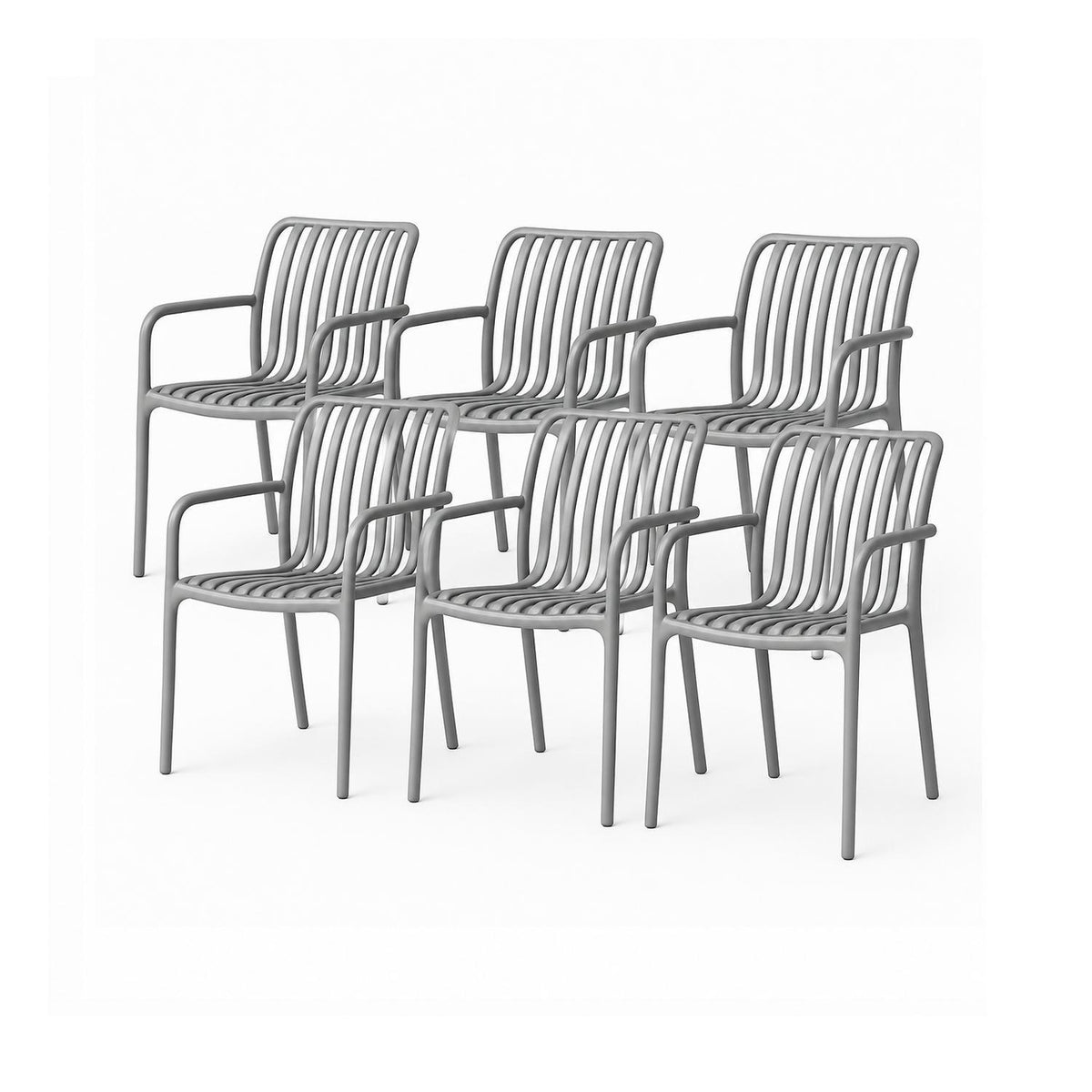 SET 6 Sillas Plástico Apilable Deco Bonn Gris Escandinavia