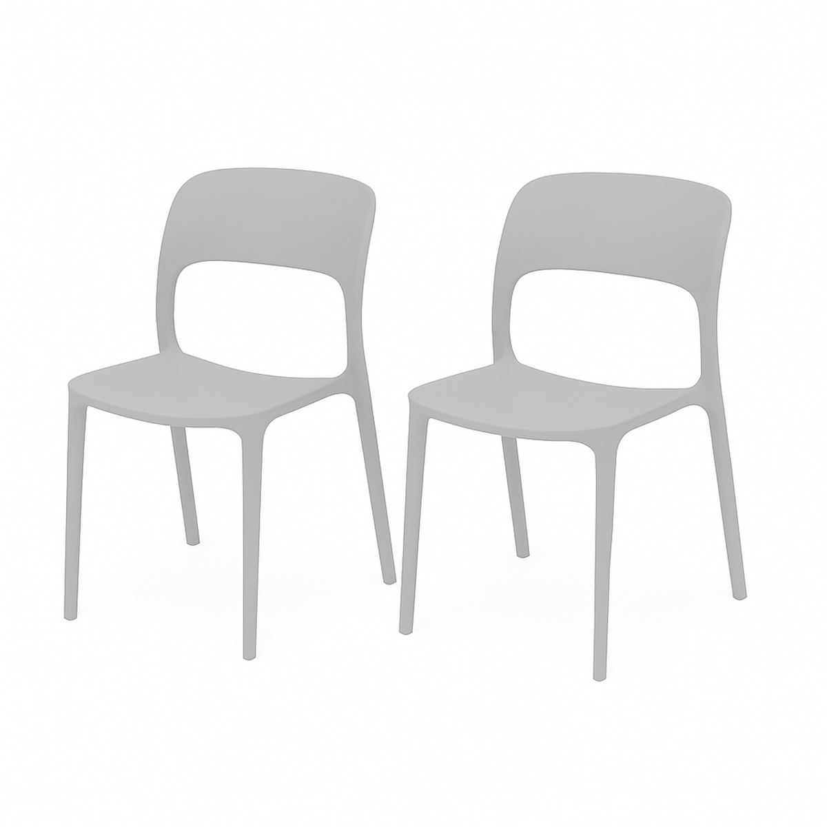 SET 2 Sillas Plástico Apilable Deco Nuremberg Blanca 57x41x82,5cm