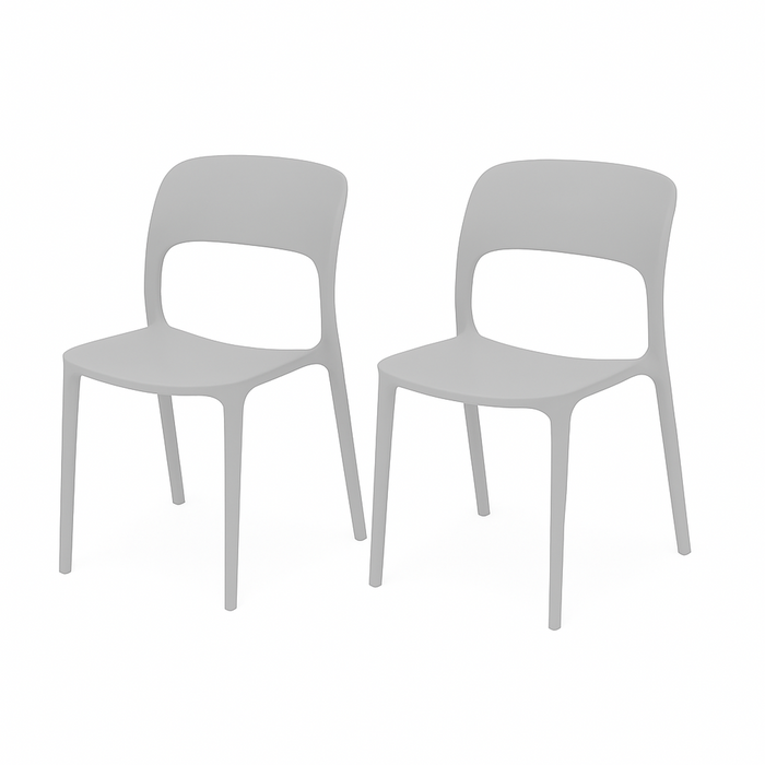 SET 2 Sillas Plástico Apilable Deco Nuremberg Blanca 57x41x82,5cm
