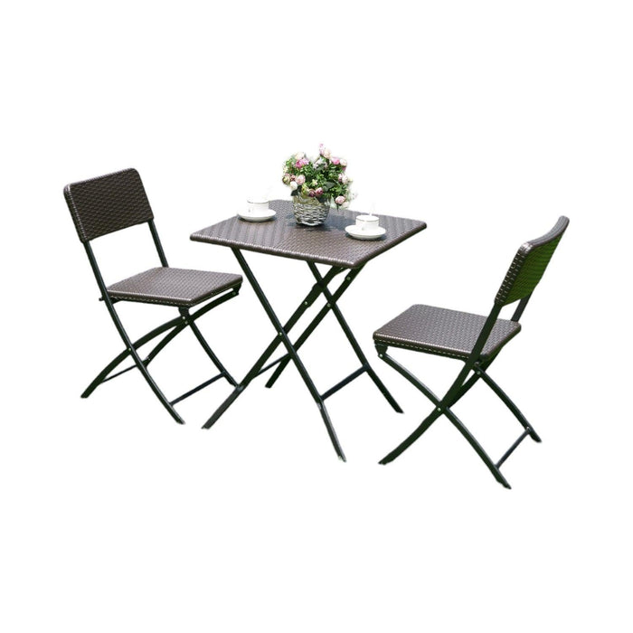 Set 2 Sillas + Mesa Cuadrada Plegable 62 cm Rattan Northwest