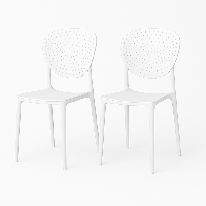 SET 2 Sillas Plástico Apilable Deco Hamburg Blanca Escandinavia