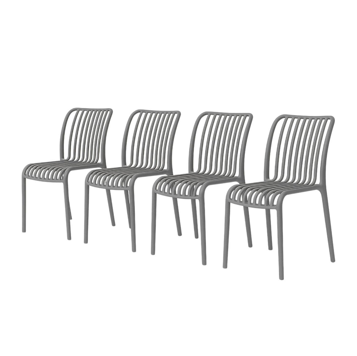 SET 4 Sillas Plástico Apilable Deco Bremen Gris Escandinavia