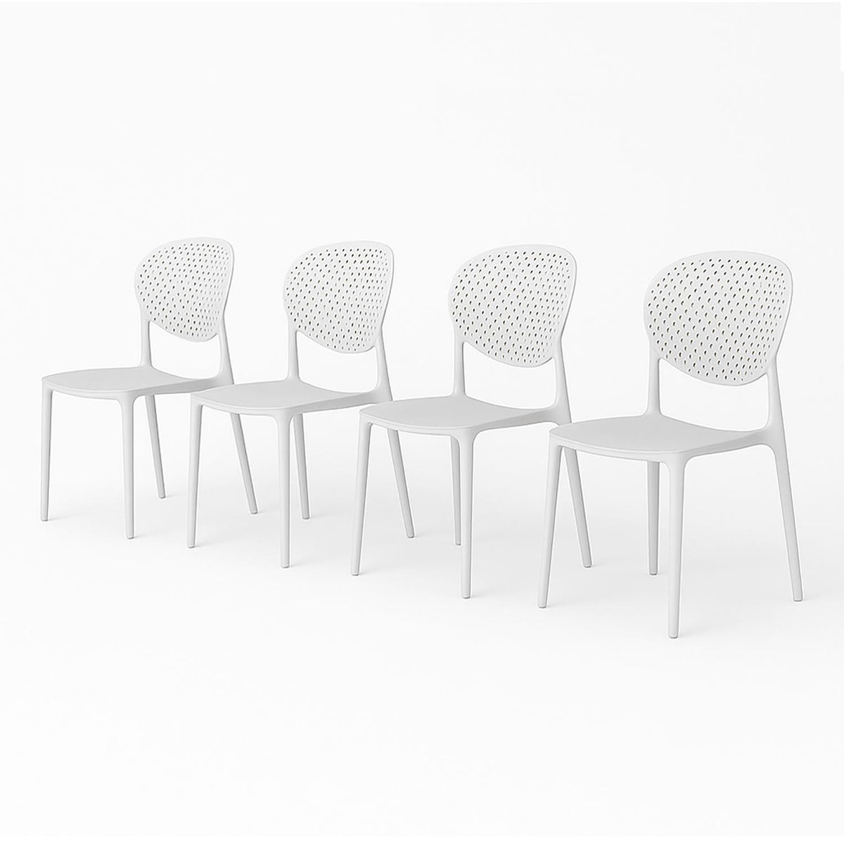 SET 4 Sillas Plástico Apilable Deco Hamburg Blanca Escandinavia