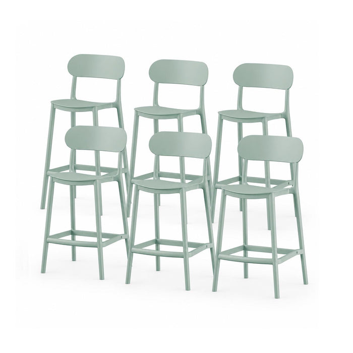 SET 6 Pisos Taburete Silla alta bar cocina Oslo 65cm Gris Verde