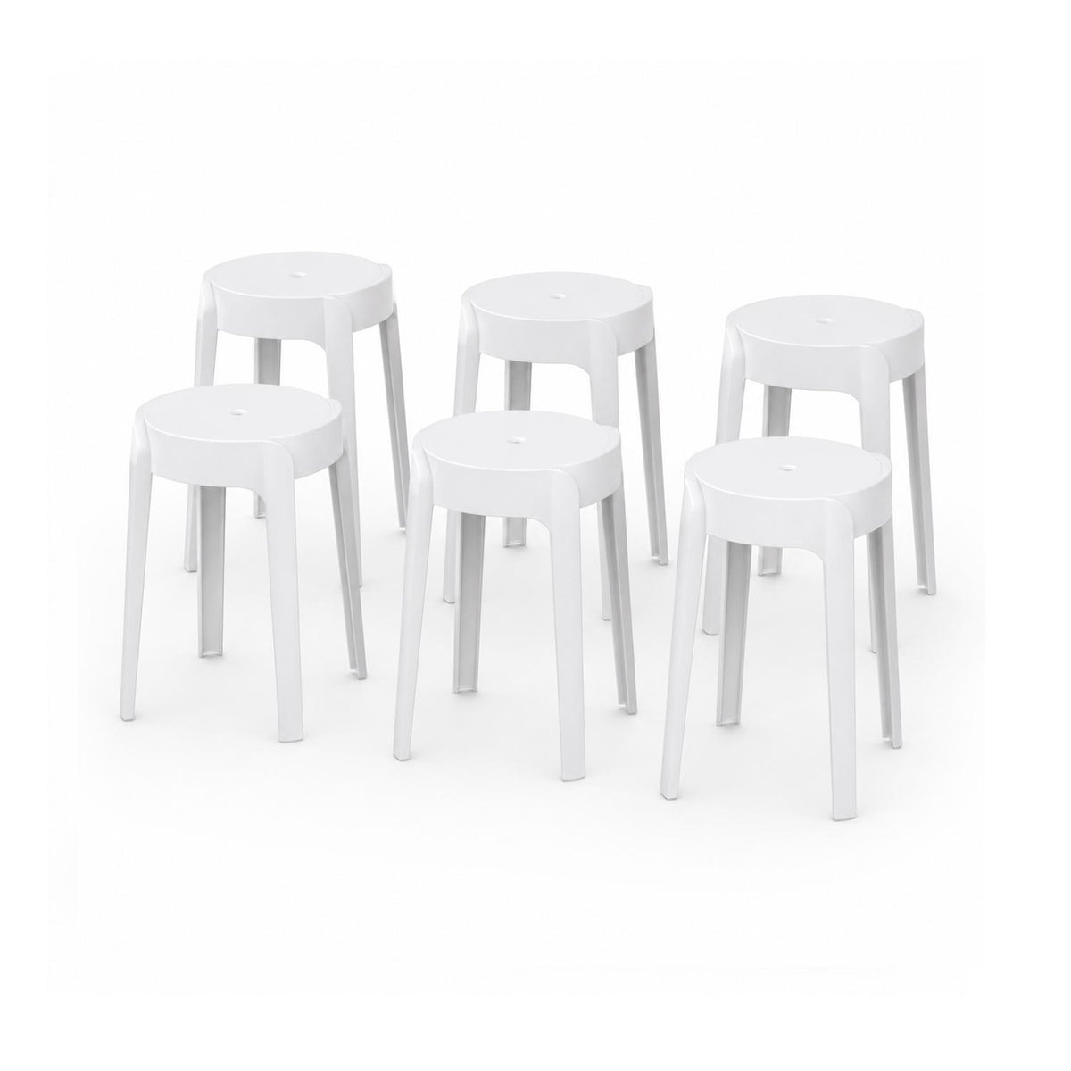 SET 6 Pisos Banco Apilable Deco Valencia Blanco Escandinavia 45 cm
