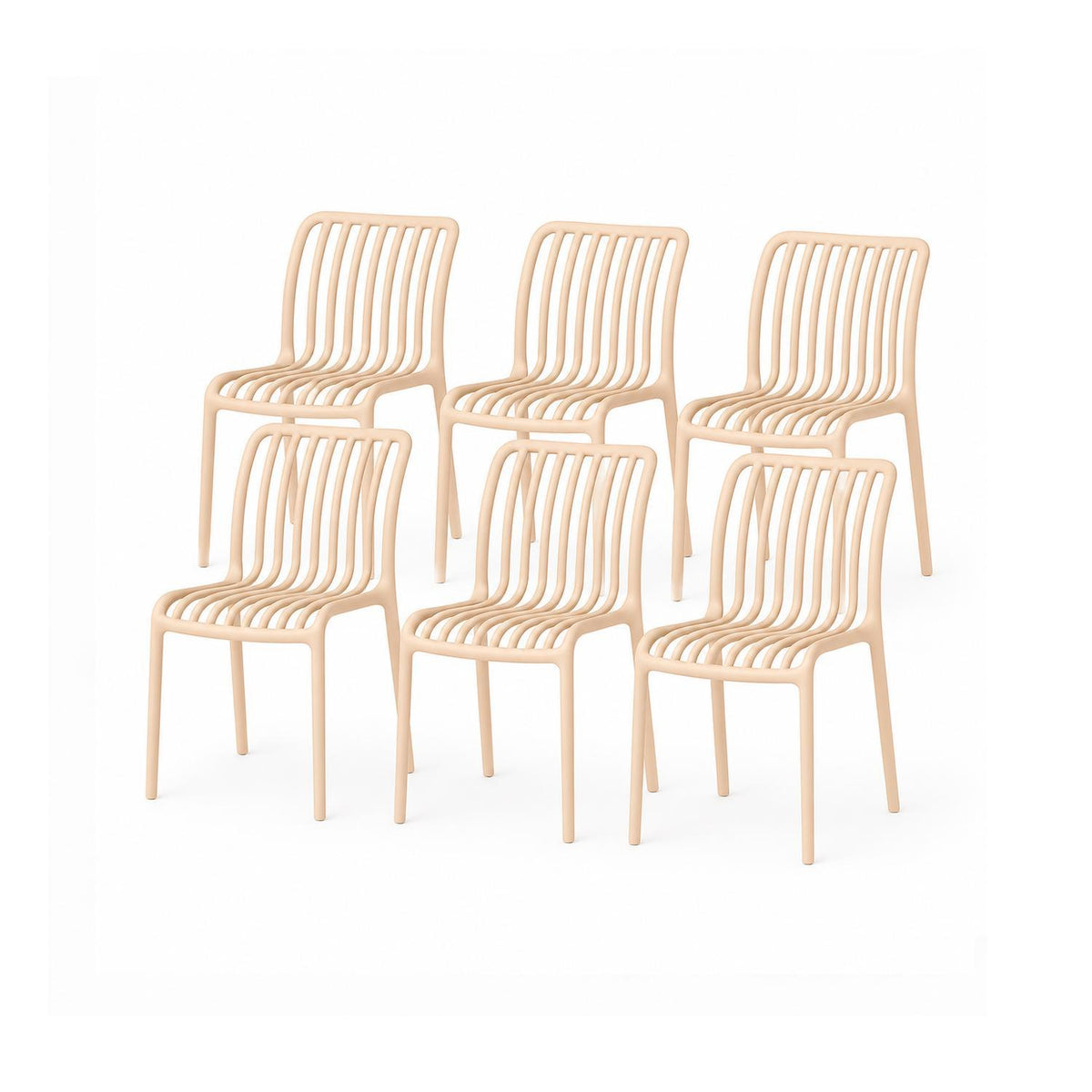 SET 6 Sillas Plástico Apilable Deco Bremen Beige Escandinavia