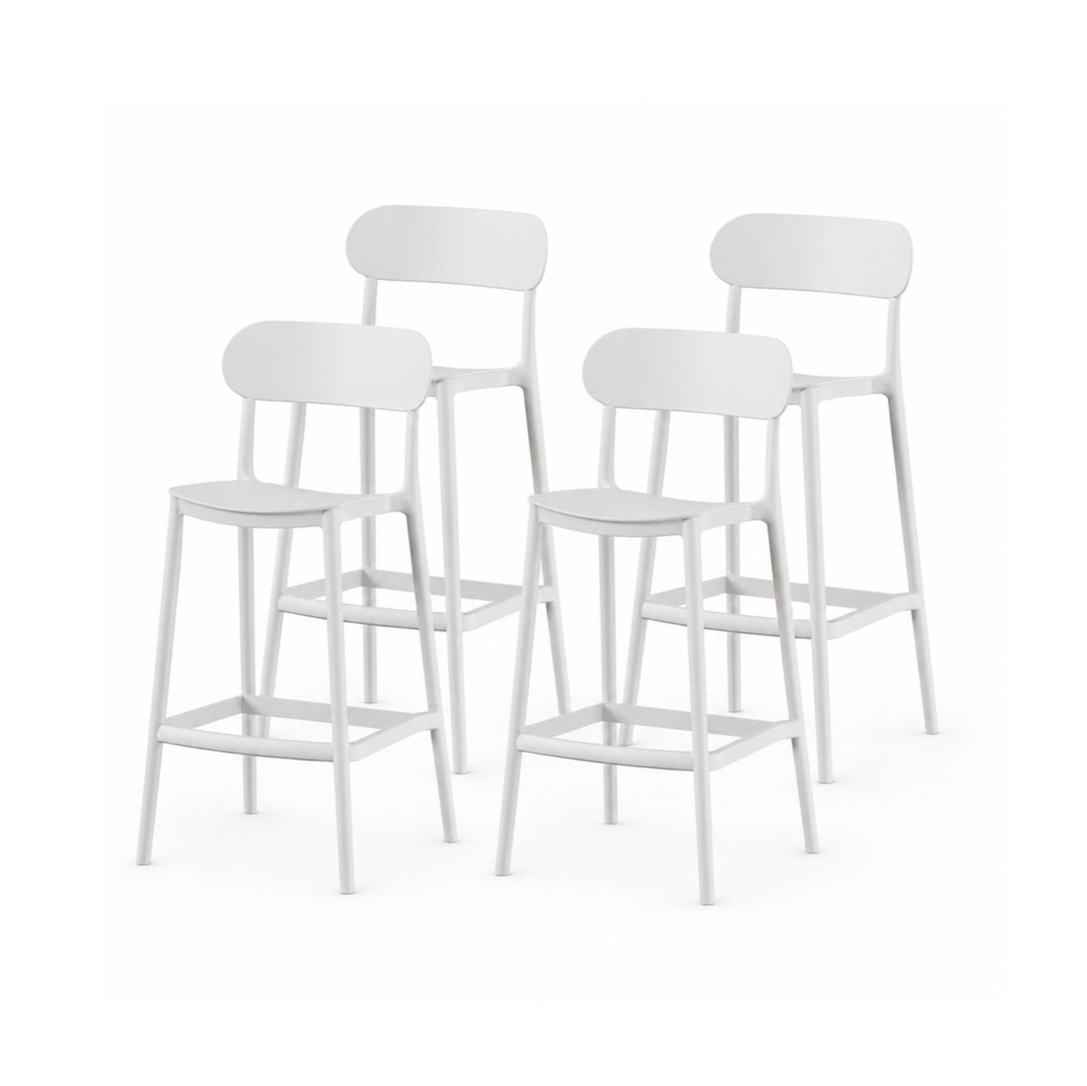 SET 4 Pisos Taburete Silla alta bar cocina Nils 75cm Blanca