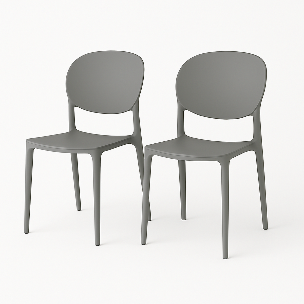 SET 2 Sillas Plástico Apilable Deco Berlín Gris Escandinavia