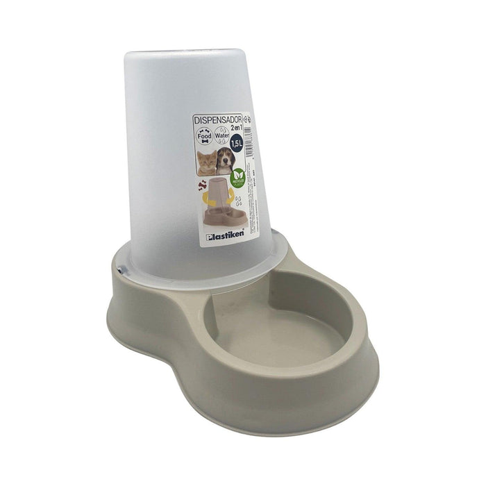 Dispensador Mascota Agua y Comida 1,5 Litros Beige Plastiken