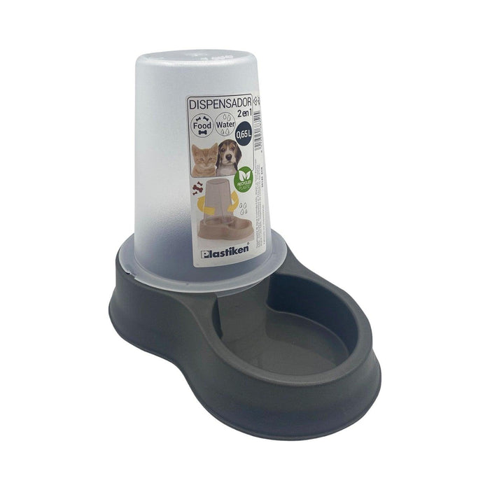Dispensador Mascota Agua y Comida 0,65 L Negro Plastiken
